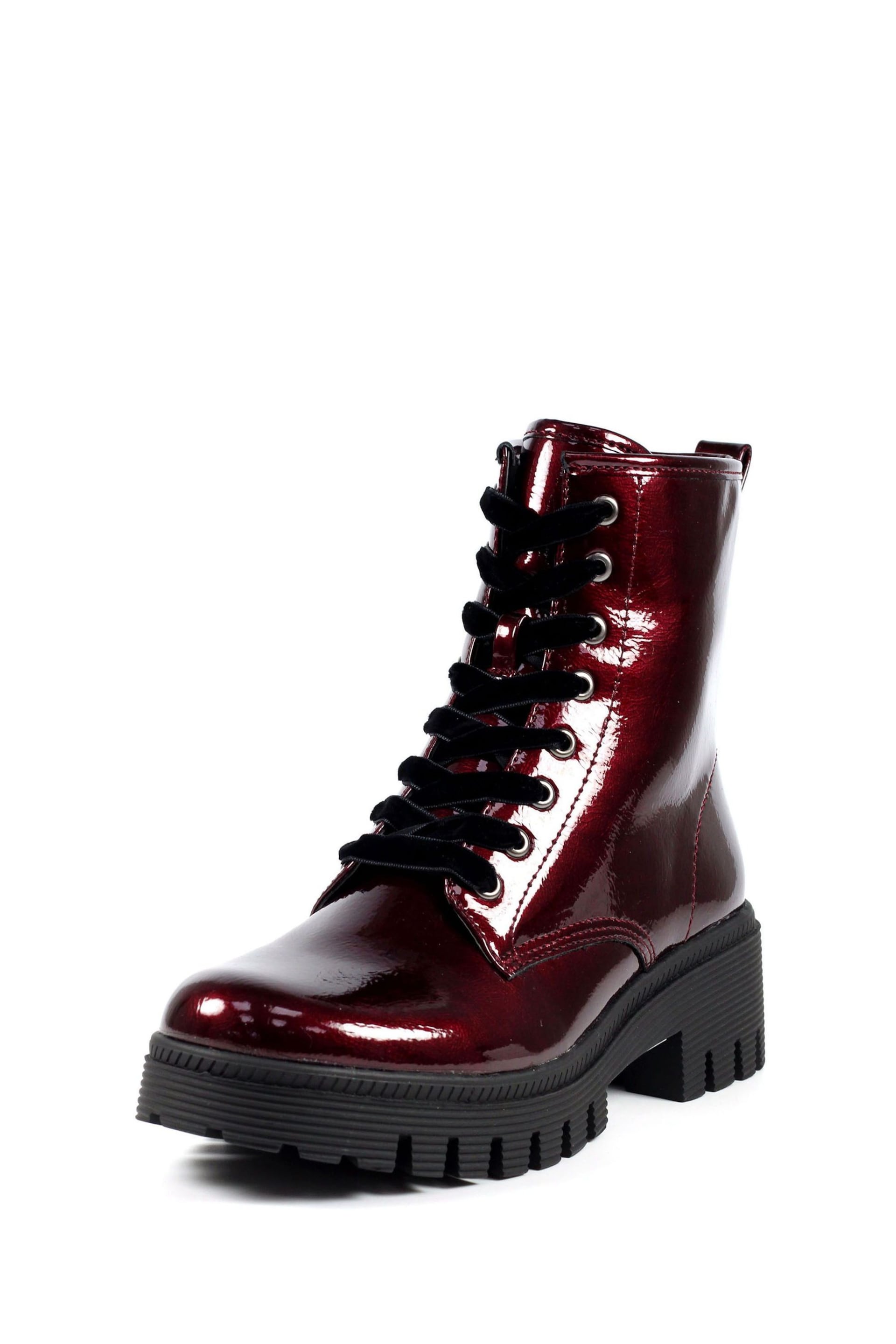Lunar Burgundy Red Danni Patent Ankle Boots - Image 3 of 9