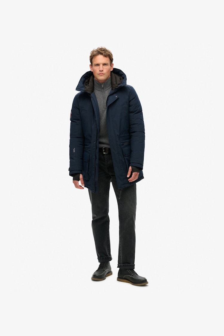 Superdry Eclipse Navy City Padded Parka Coat Hooded and Water-Repellent Jacket - Image 2 of 6