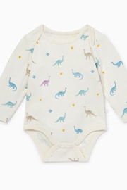 MORI Purple Dino Print Organic Cotton Long Sleeve Bodysuit - Image 2 of 2