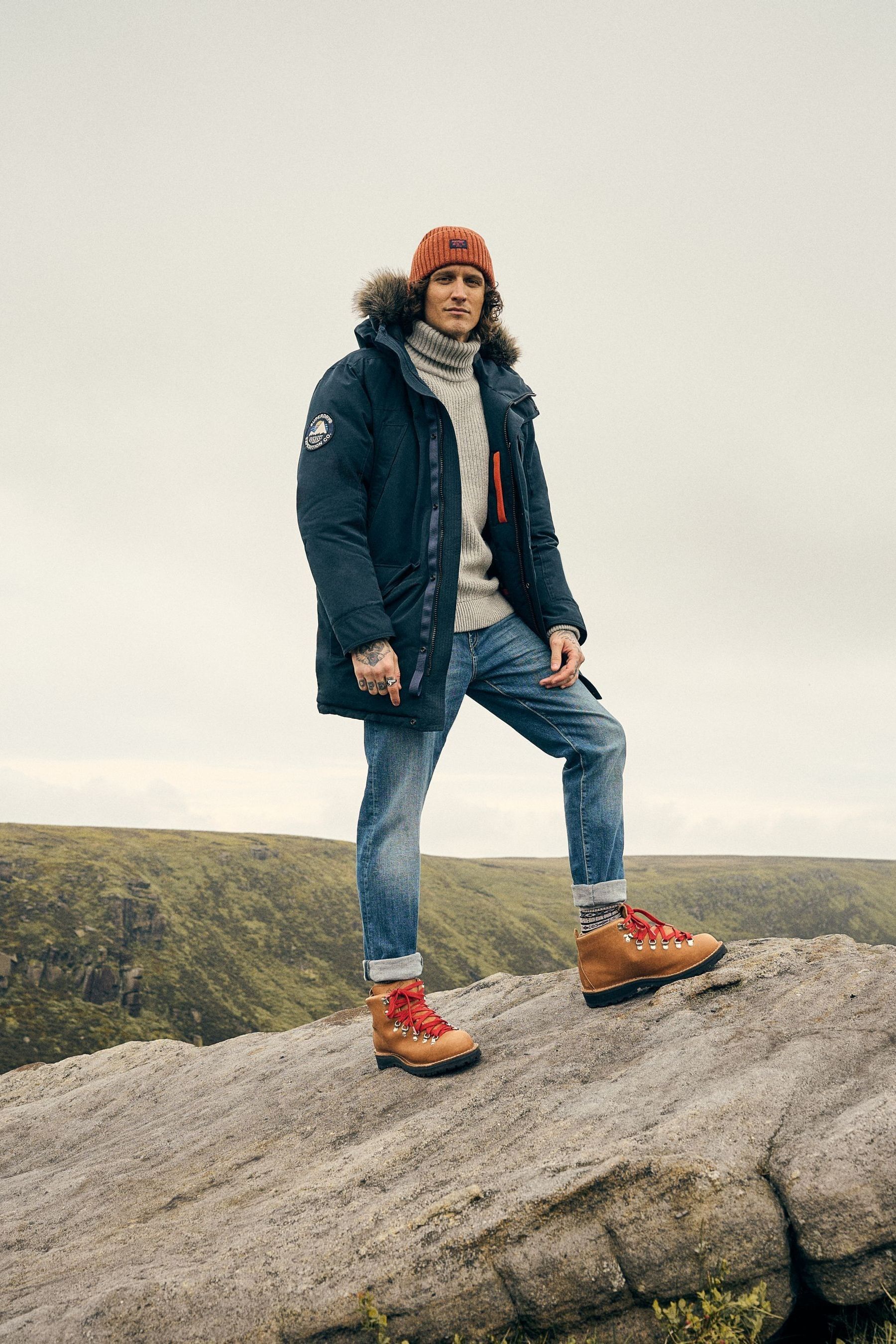 Mens superdry everest parka jacket navy top