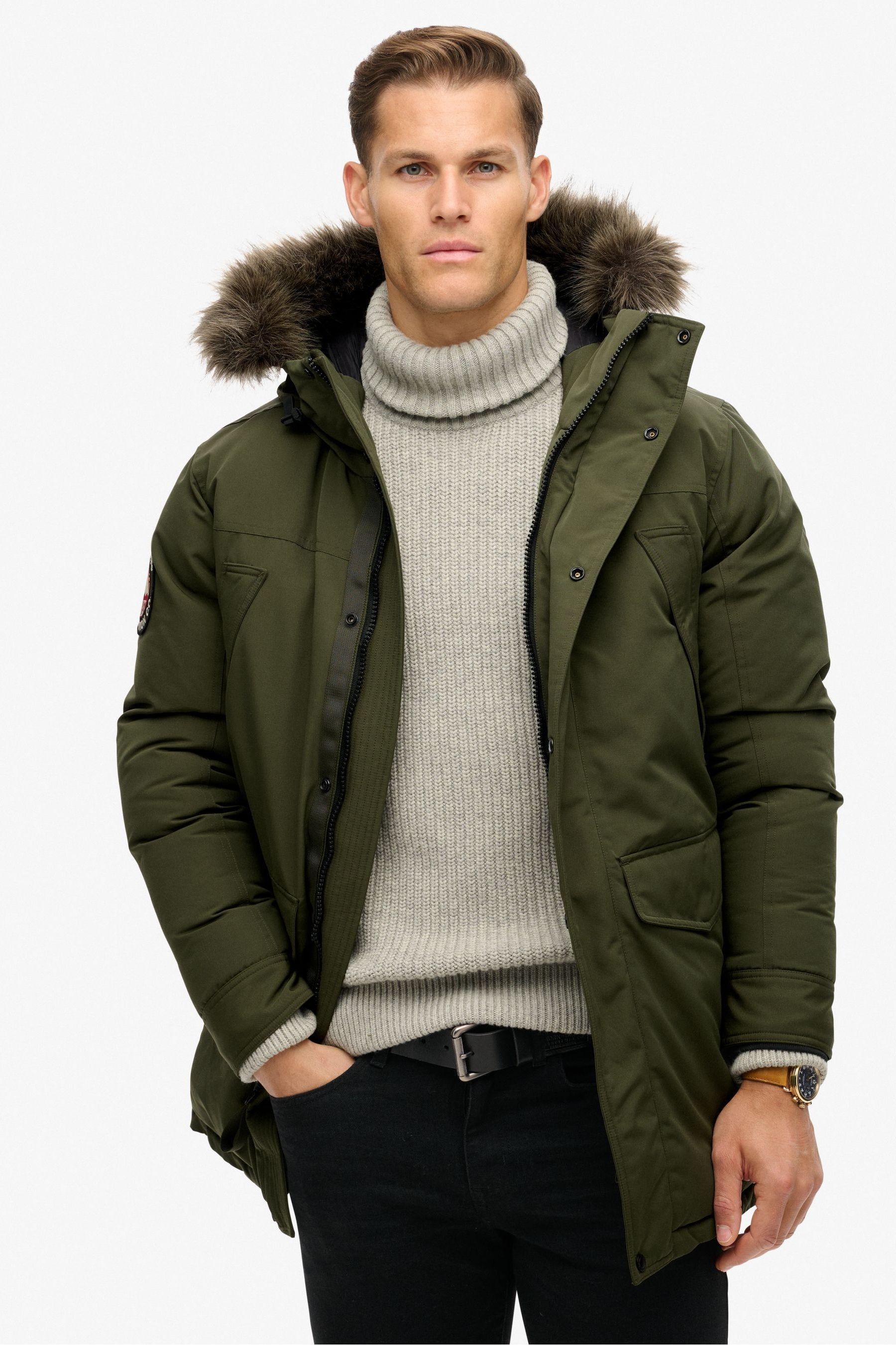 Superdry Everest Faux Fur Jacket Green 3XL Man