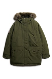 Superdry Army Khaki Green Everest Faux Fur Parka Coat Jacket - Image 4 of 5