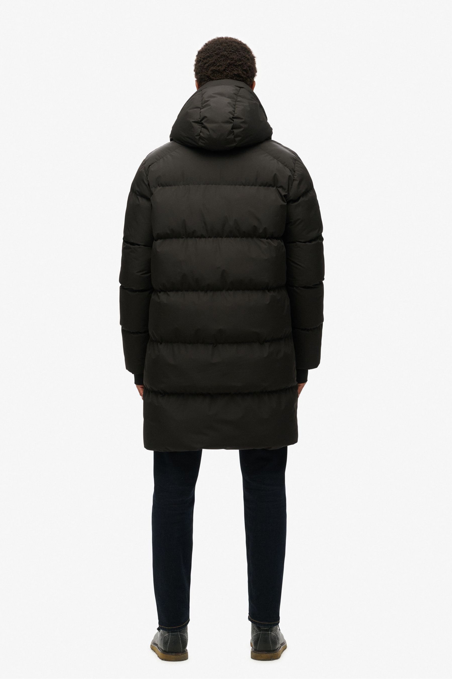 Superdry long black coat online