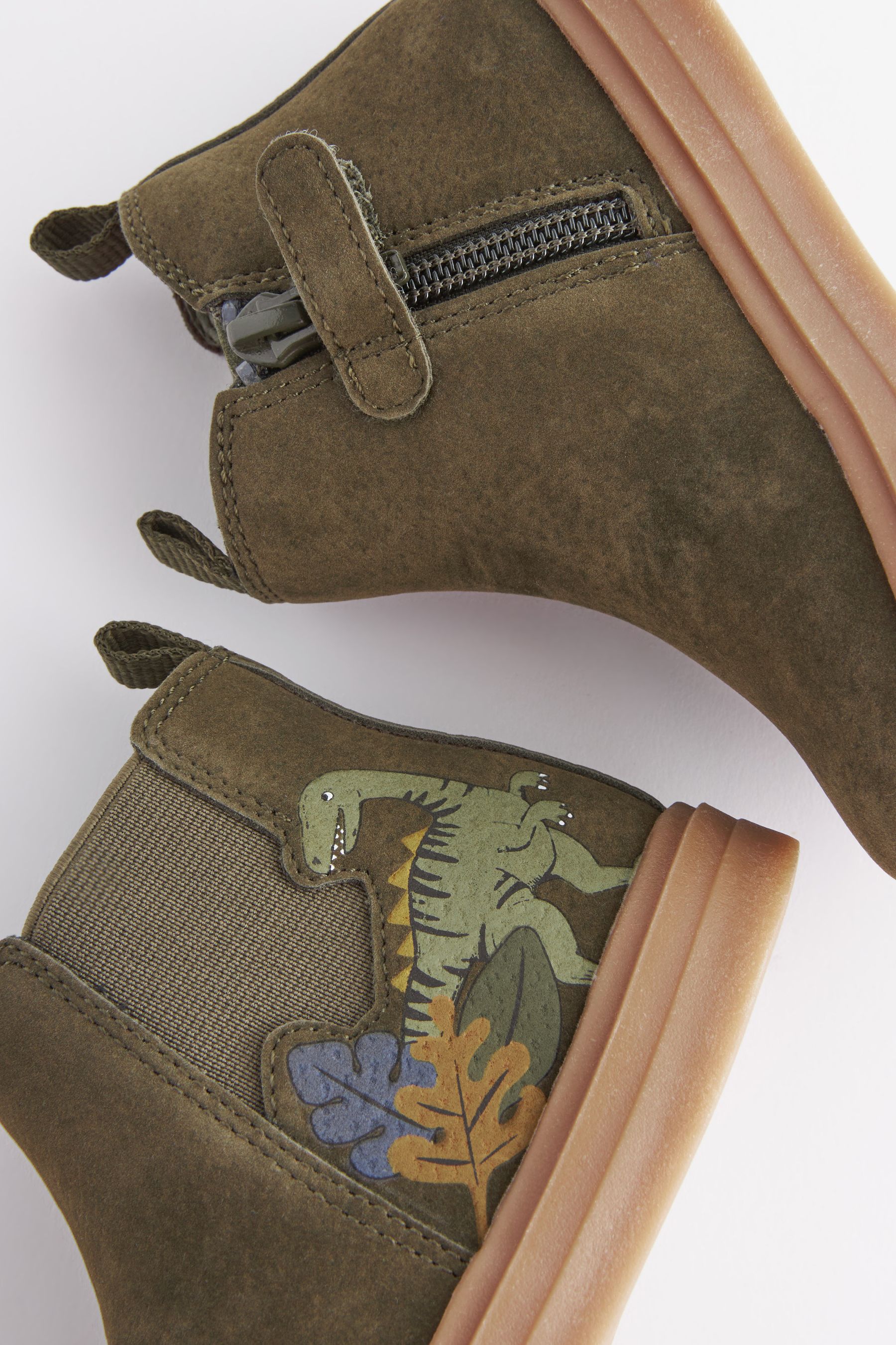 Buy Khaki Green Dino Wide Fit G Chelsea Boots with Zip Fastening from Next Luxembourg