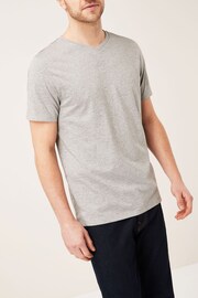 Buy Grey Marl Regular Fit 100% Cotton Essential V-Neck T-Shirt from the ...