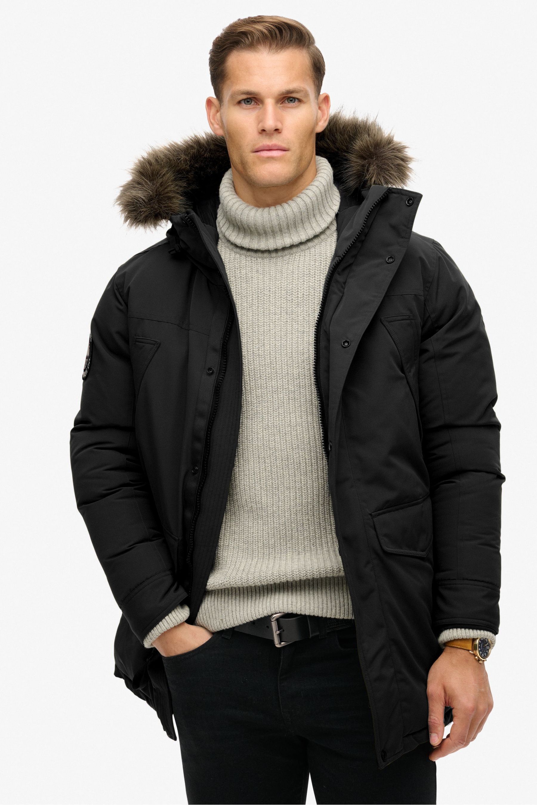 Superdry Everest Faux Parka Jacket pure Black L
