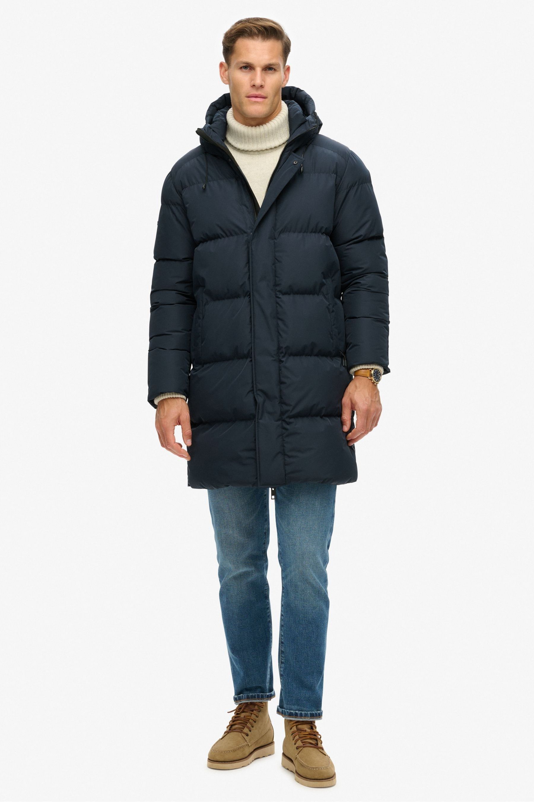 Buy Superdry Eclipse Navy Hooded Sports Puffer Mid Coat Jacket from Next Canada