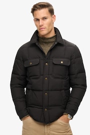 Superdry Jet Black Surplus Padded Overshirt Jacket - Image 1 of 3