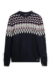 Superdry Navy Multi Fairisle Knit Crew Jumper - Image 4 of 6