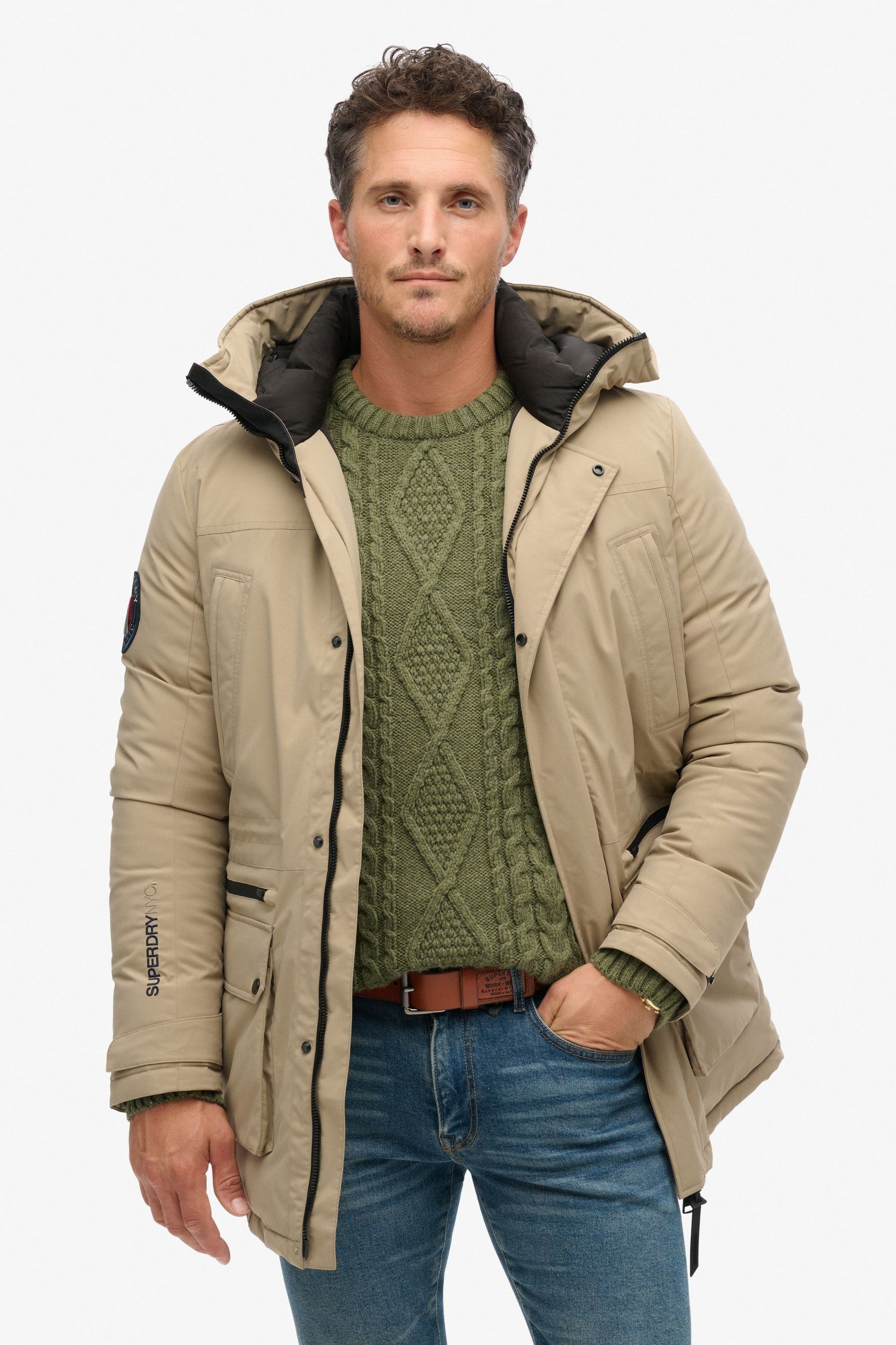 Buy Superdry Timber Wolf Brown City Padded Parka Coat Hooded and Water Repellent Jacket from Next Bahrain