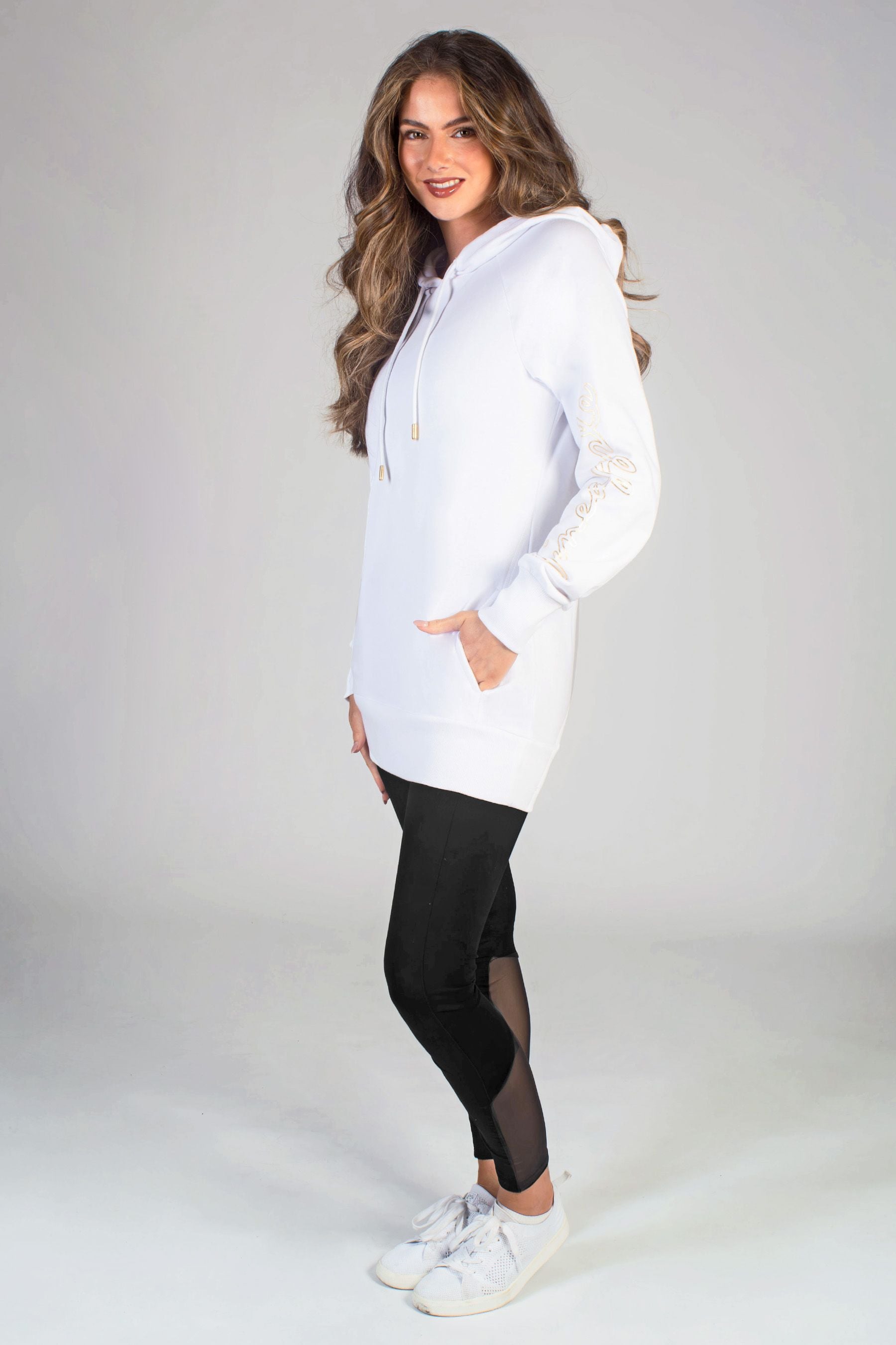 White longline hoodie cheap