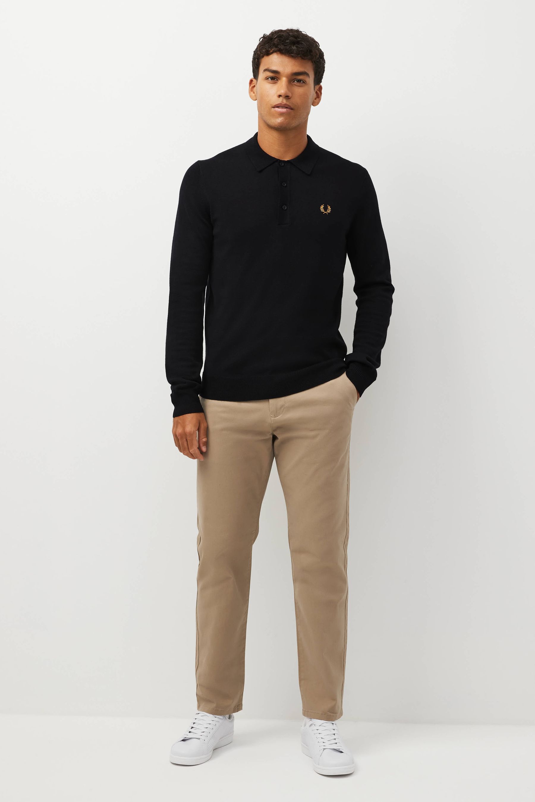 Buy Fred Perry Knitted Long Sleeve Polo Shirt from Next Oman