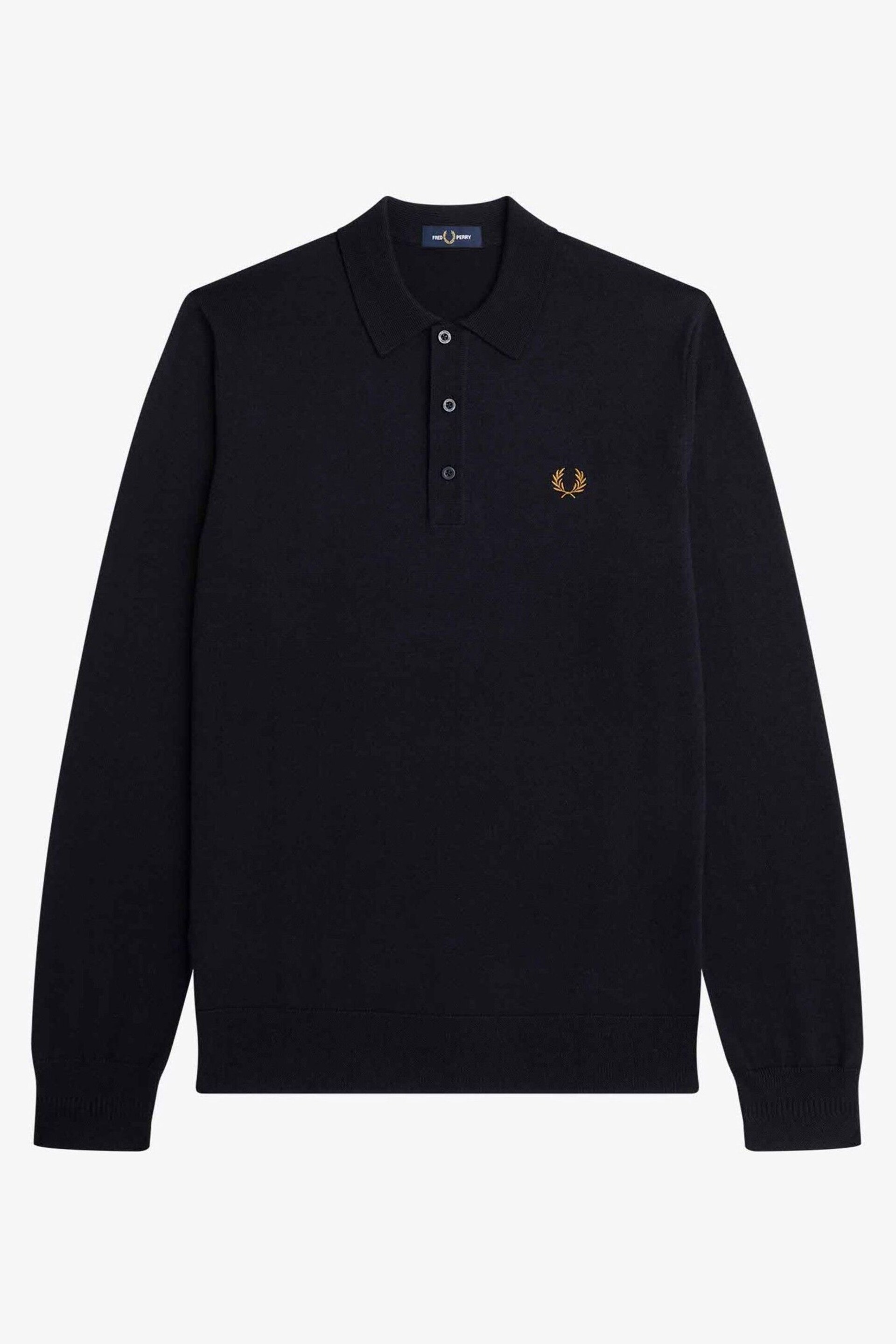 Fred Perry Knitted Long Sleeve Polo Shirt - Image 6 of 7