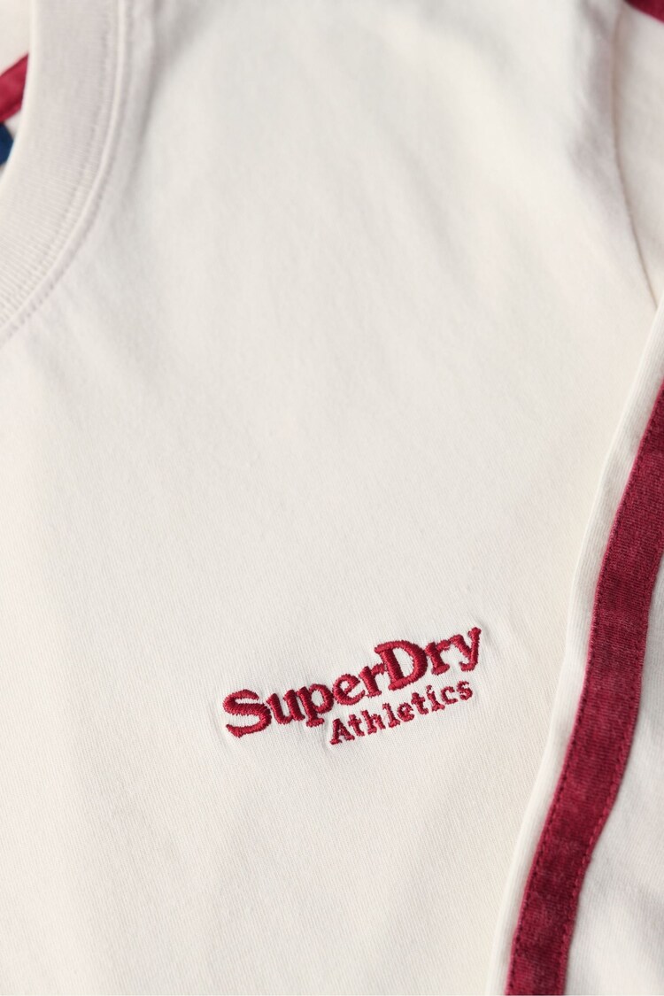 Superdry White 100% Cotton Essential Logo Retro Stripe Long Sleeve Top - Image 6 of 6