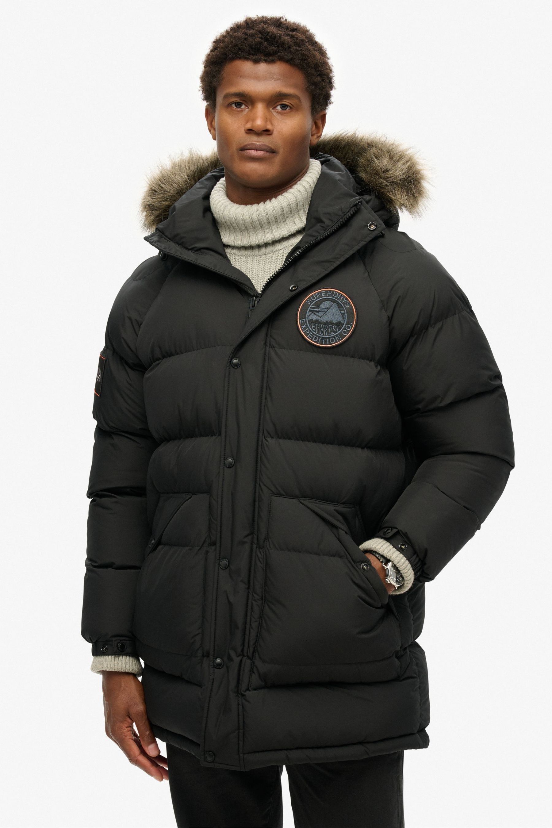 Buy Superdry Jet Black Everest Longline Baffled Parka from Next Canada