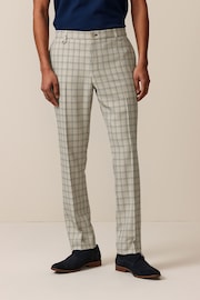 Neutral Slim Fit Check Smart Trousers - Image 1 of 8