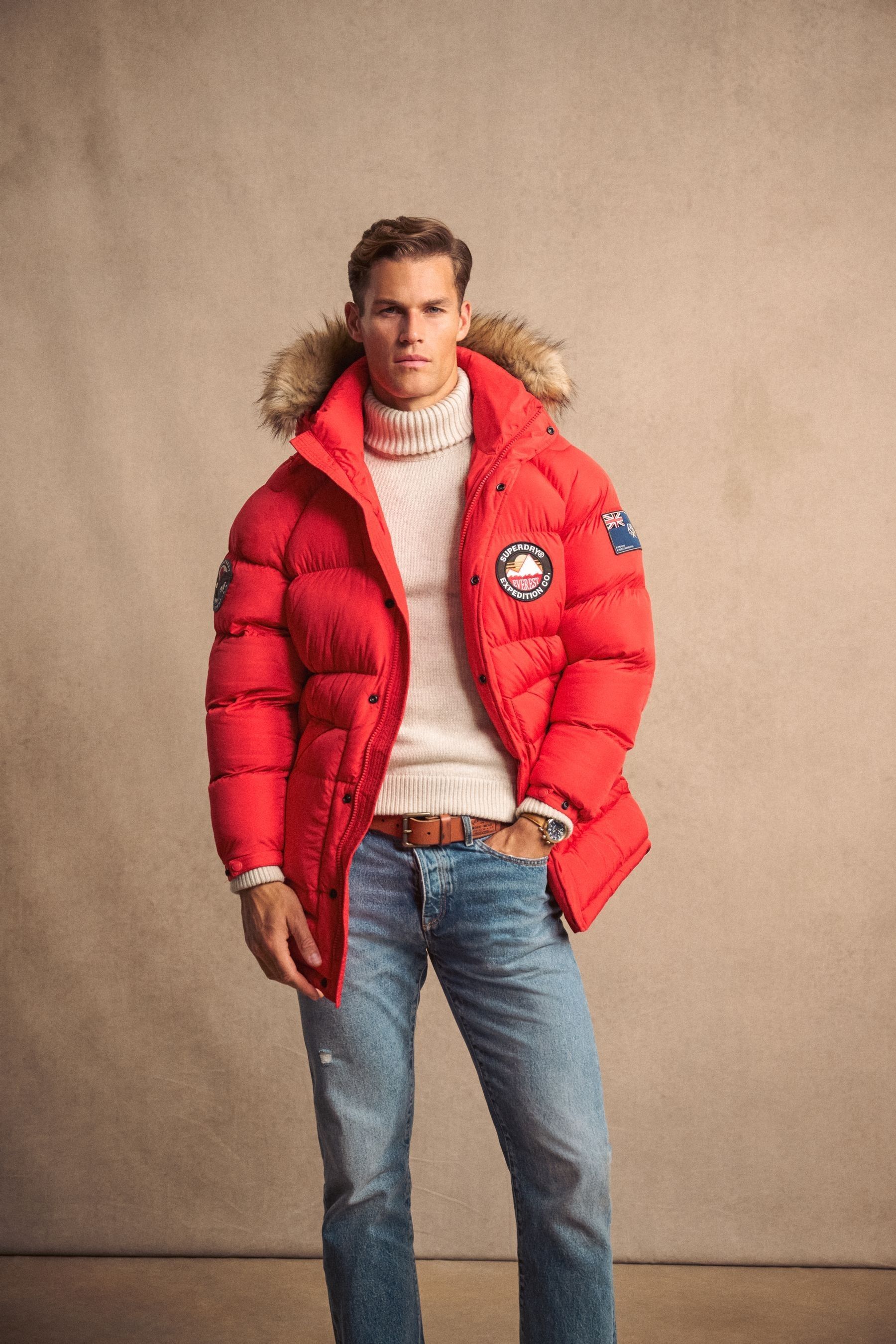 Buy Superdry Heritage Red Everest Longline Baffled Parka from Next Luxembourg