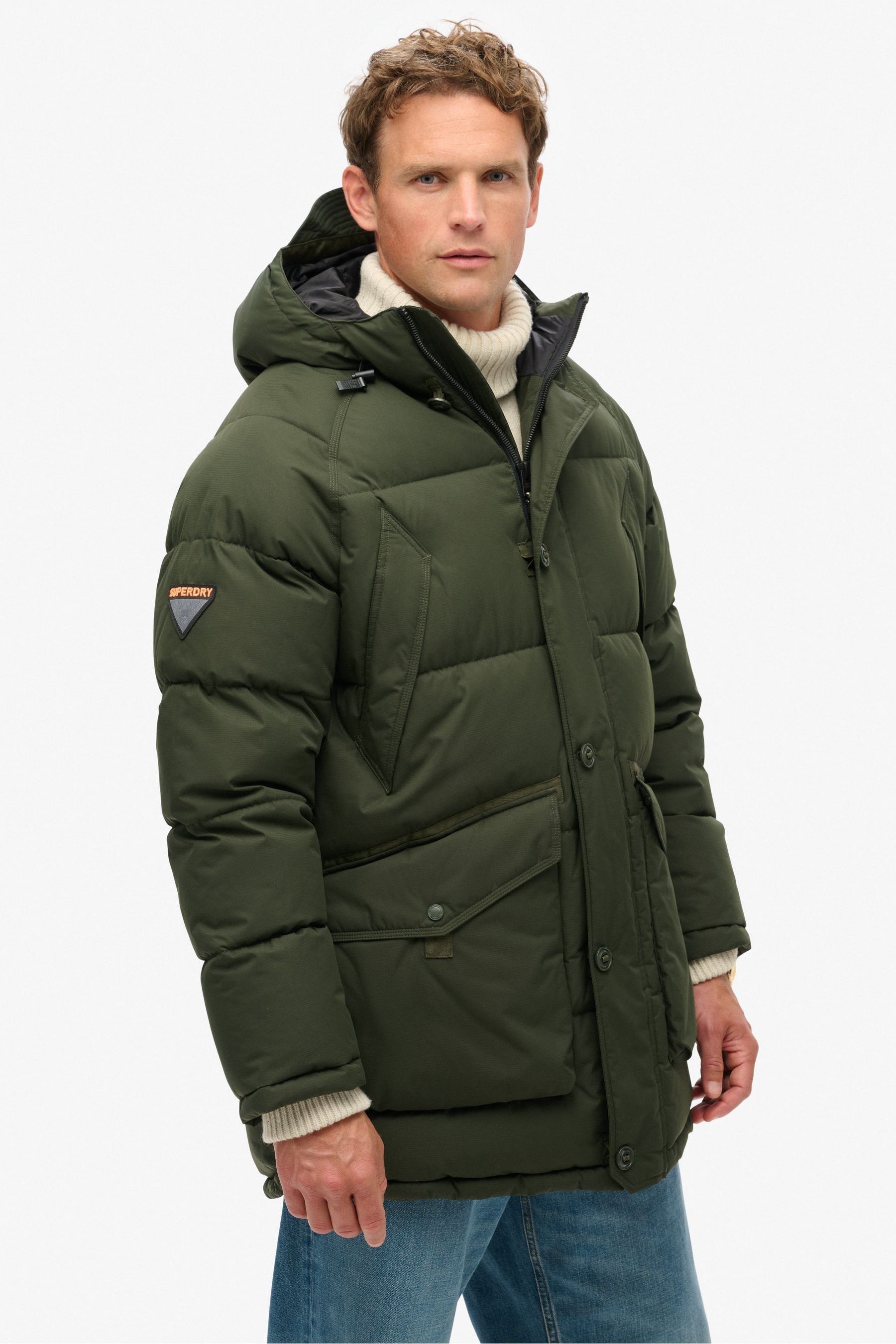 Superdry Olive Green Expedition Puffer Parka 2X Large Mens