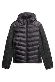 Superdry Dark Charcoal Marl Hooded Knit Storm Hybrid Jacket - Image 4 of 6