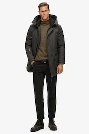 Superdry Grey City Tweed Padded Parka Jacket - Image 3 of 5