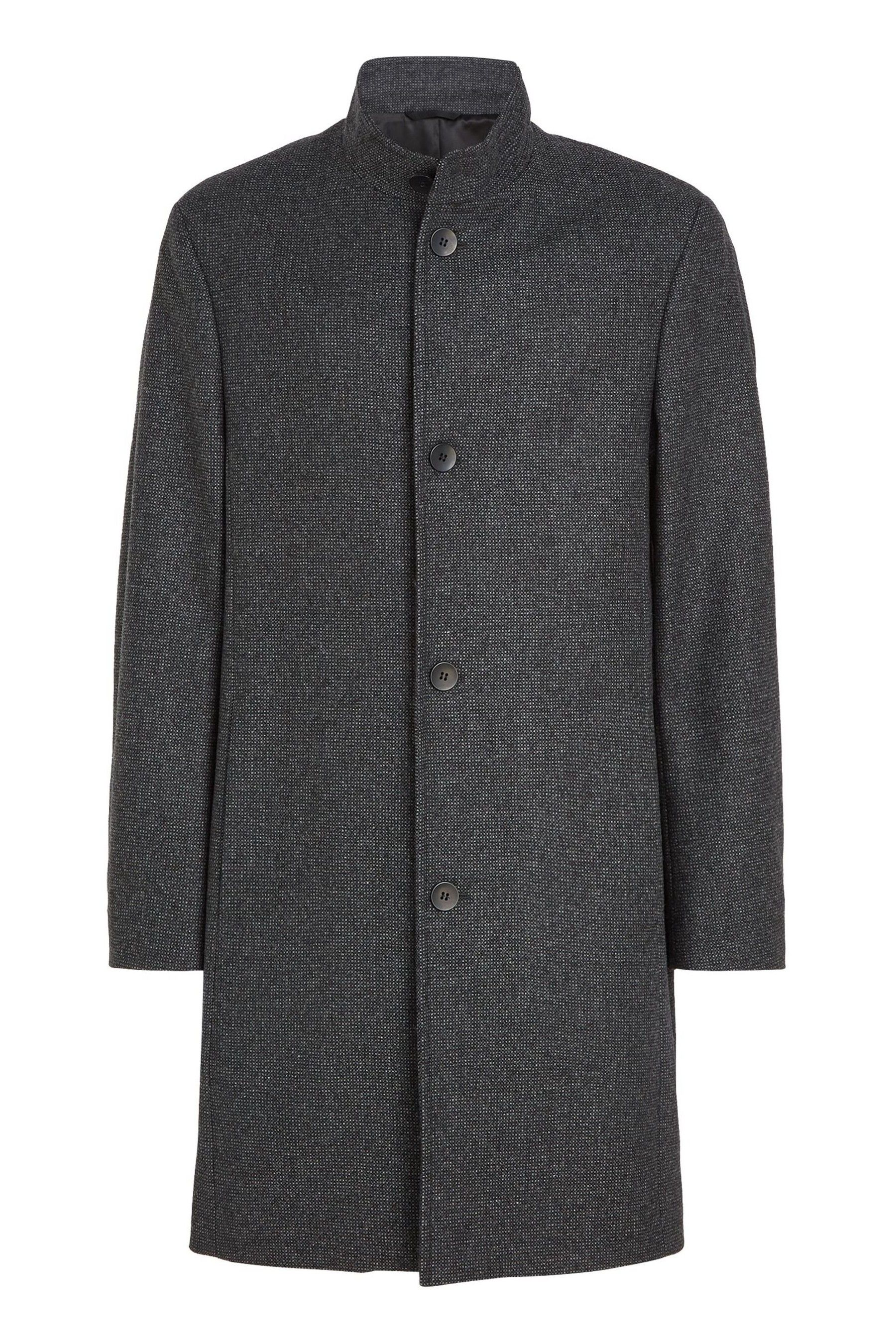 Calvin Klein Grey Wool Blend Funnel Neck Coat
