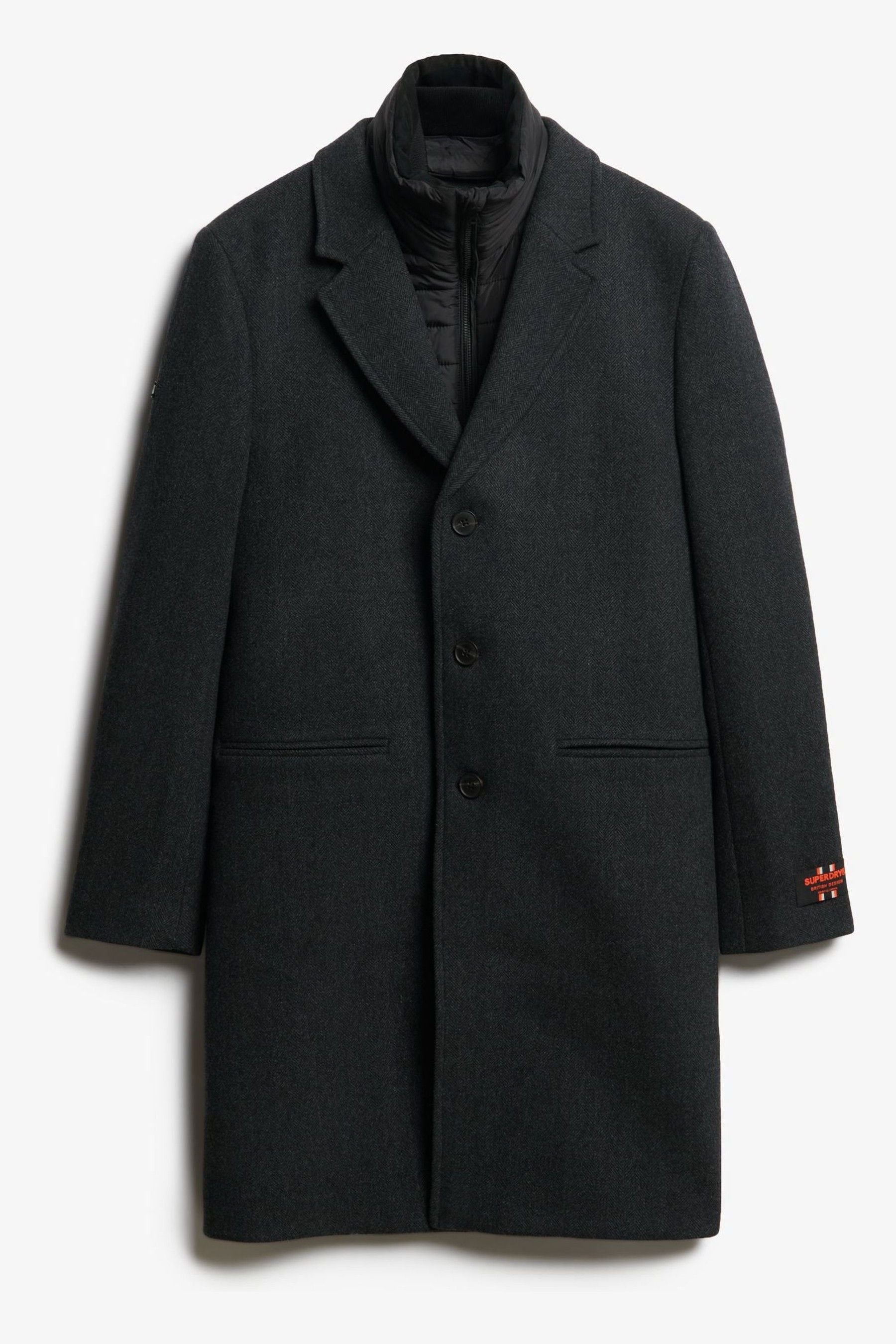 Buy Superdry Black Herringbone Tailored 2 in 1 Town Coat from Next Canada