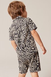 Black/White Short Sleeve Pattern Shirt and Shorts Set (3mths-7yrs) - Image 2 of 7