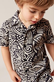 Black/White Short Sleeve Pattern Shirt and Shorts Set (3mths-7yrs) - Image 3 of 4