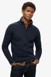 Superdry Navy Merino Half Zip Jumper - Image 1 of 3