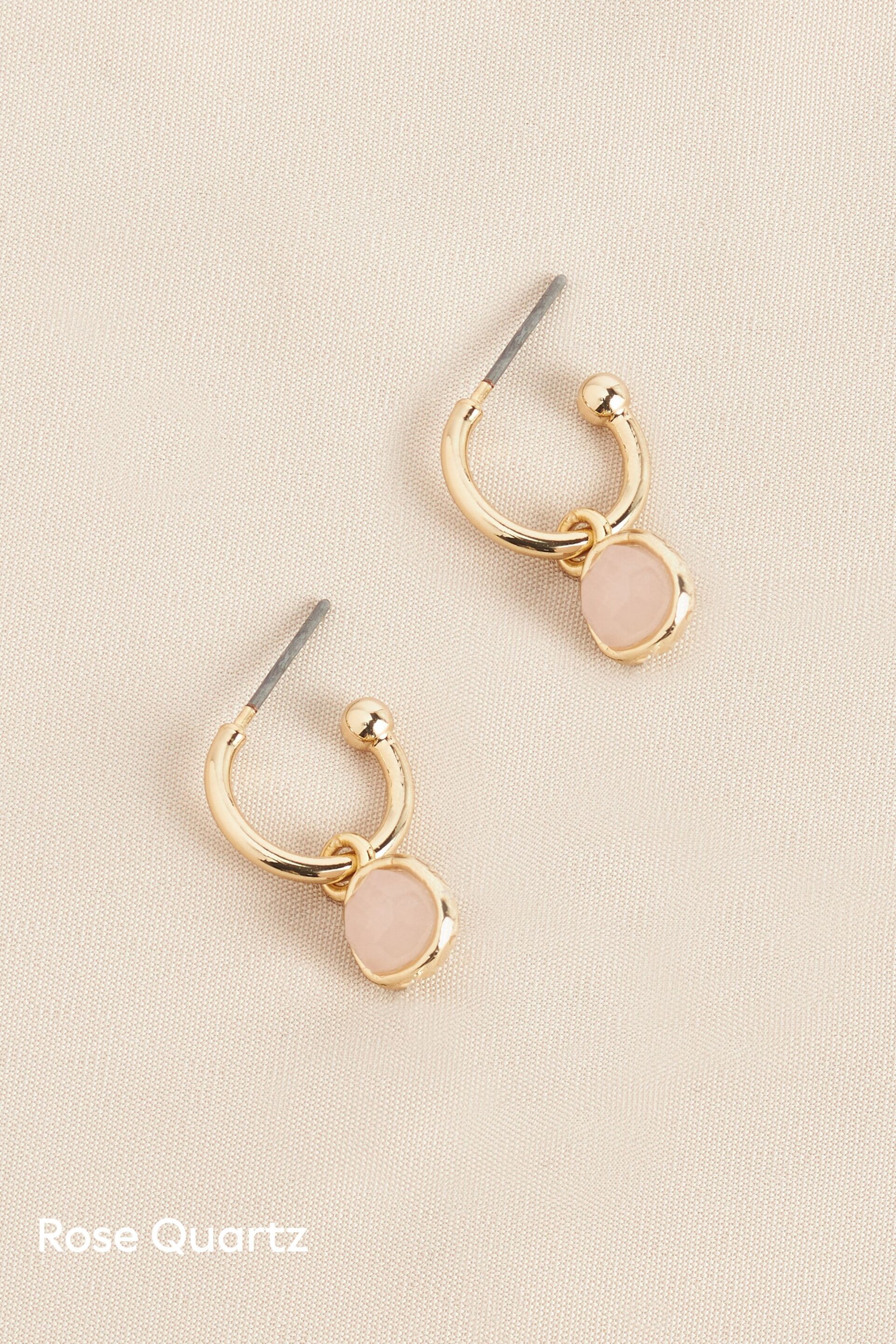 Gold/Silver Plated Sterling Silver Semi Precious Stone Hoop Earrings - Image 9 of 9