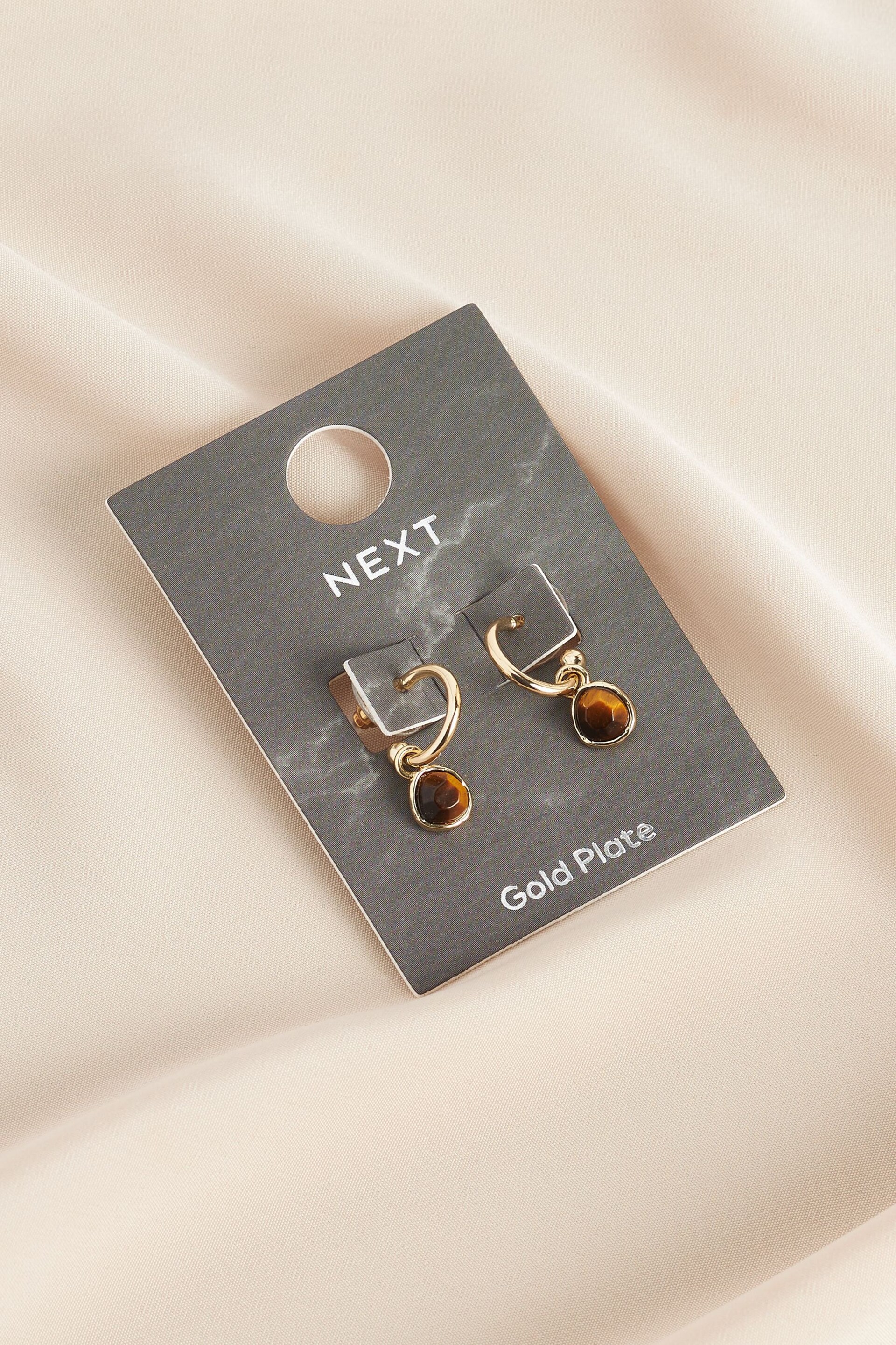Gold/Silver Plated Sterling Silver Semi Precious Stone Hoop Earrings - Image 3 of 9