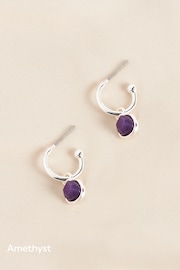 Gold/Silver Plated Sterling Silver Semi Precious Stone Hoop Earrings - Image 5 of 9