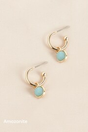 Gold/Silver Plated Sterling Silver Semi Precious Stone Hoop Earrings - Image 8 of 9