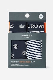 Joules Crown Navy & White Crest Cotton Boxer Briefs 2 Pack - Image 1 of 4