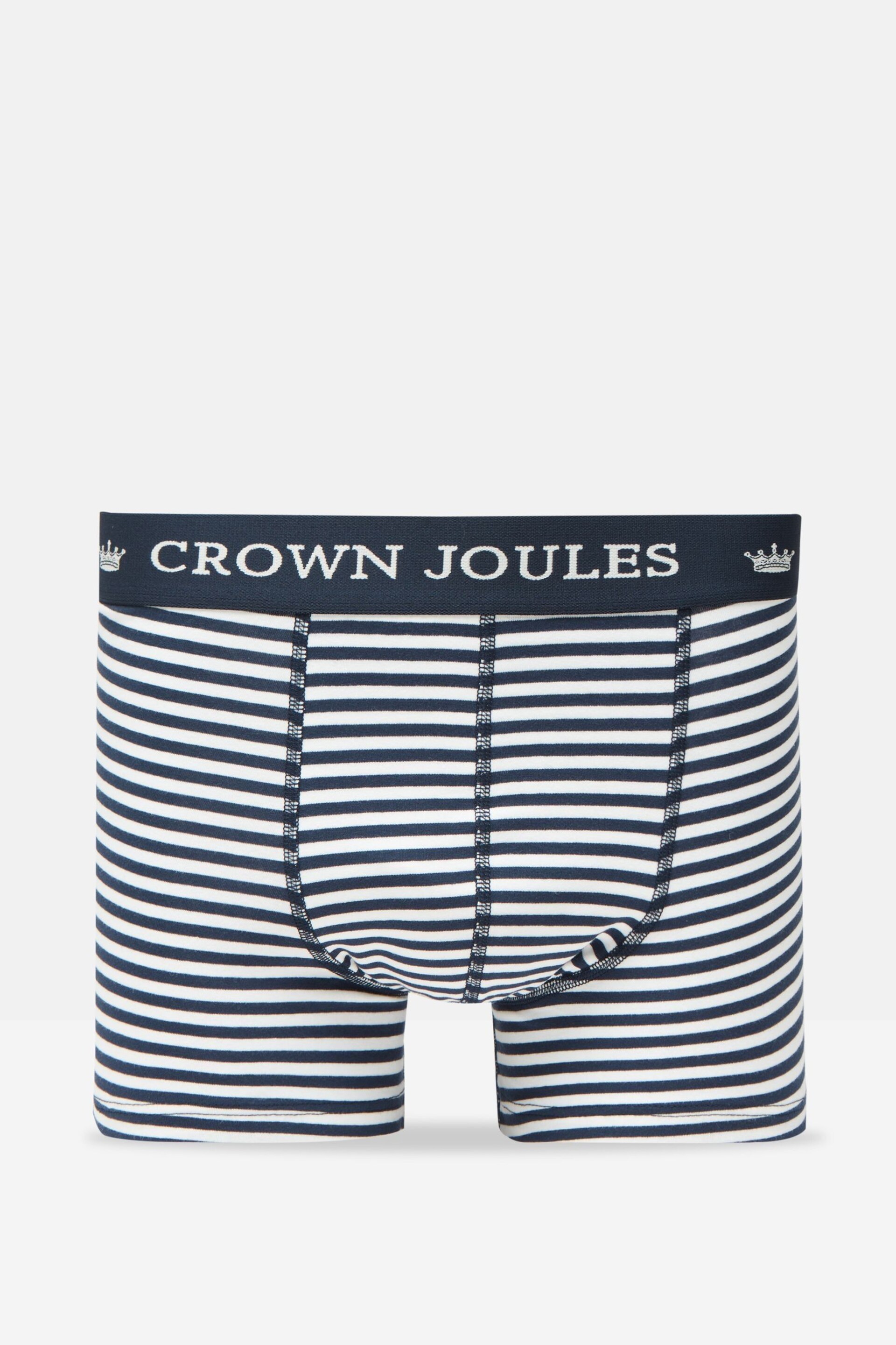 Joules Crown Navy & White Crest Cotton Boxer Briefs 2 Pack - Image 3 of 4