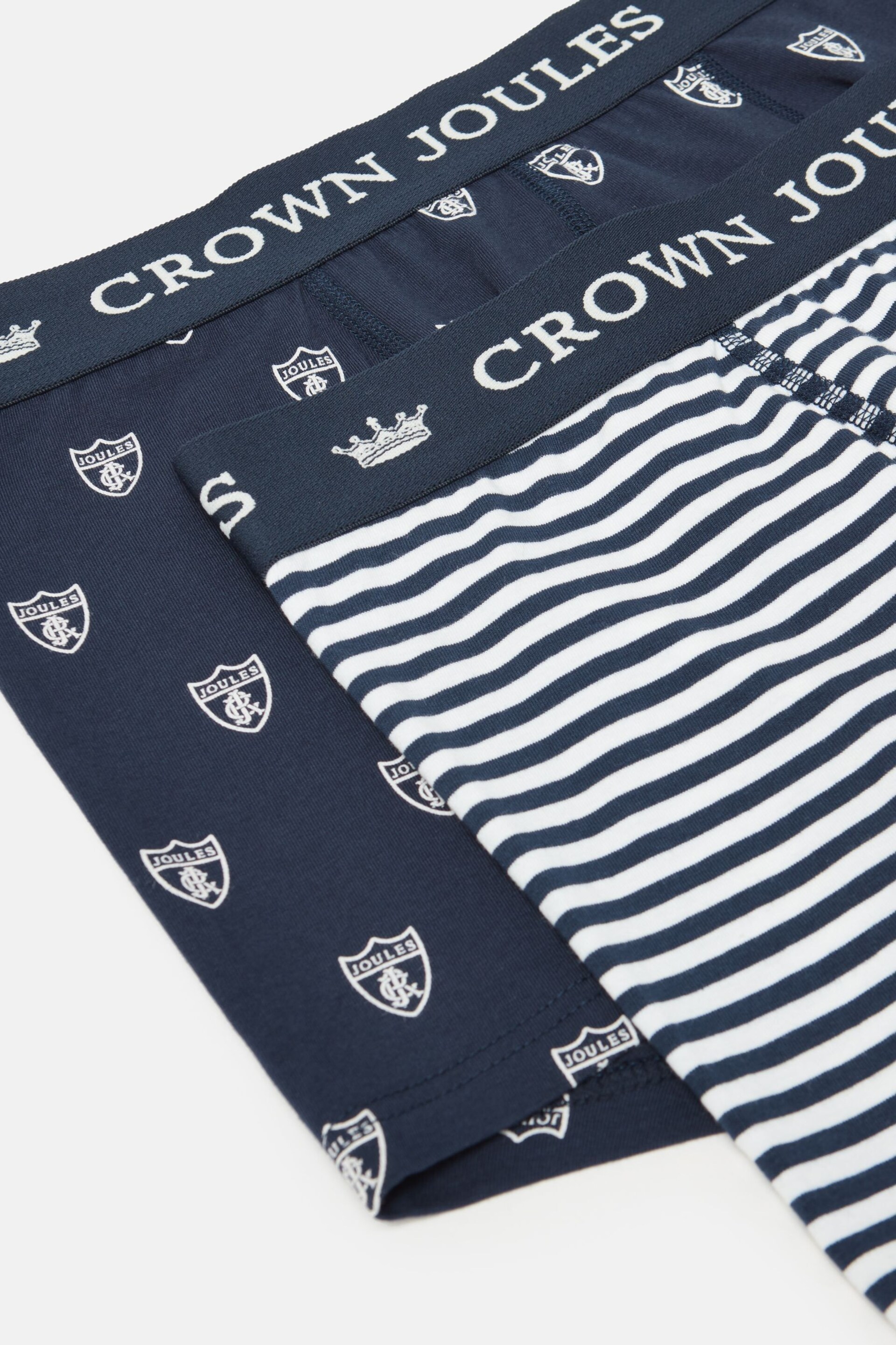 Joules Crown Navy & White Crest Cotton Boxer Briefs 2 Pack - Image 4 of 4
