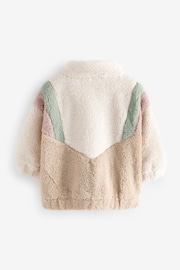 Cream/Brown Colourblock Borg Fleece Zip Through Jacket (12mths-7yrs) - Image 6 of 7