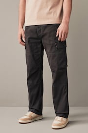 Brown Straight Fit Cotton Stretch Cargo Trousers - Image 1 of 12