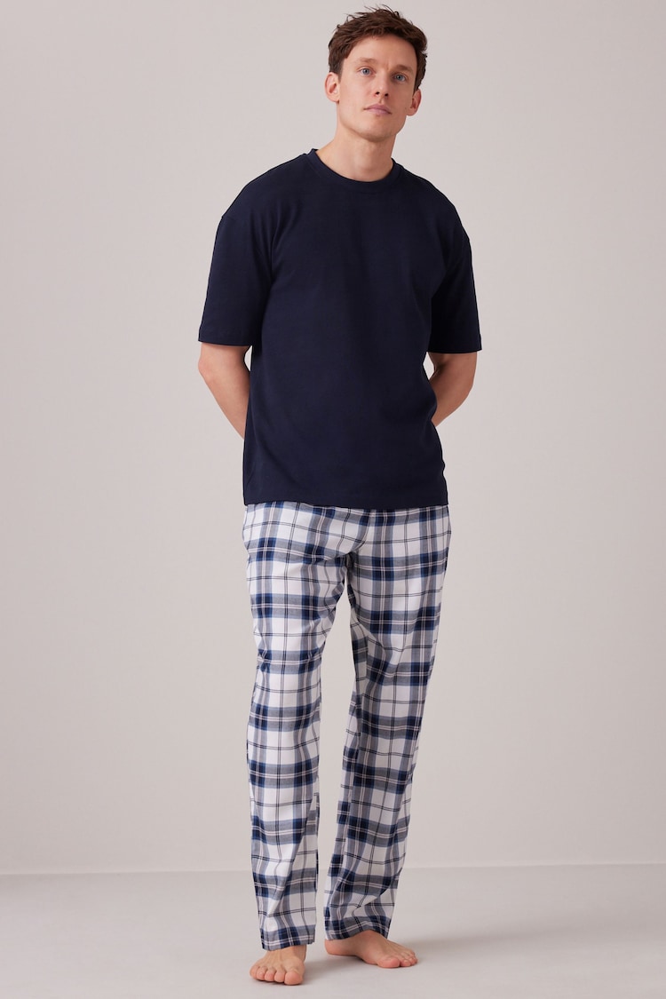 Grey/Green Woven Check Pyjama Bottoms 2 Pack - Image 2 of 11