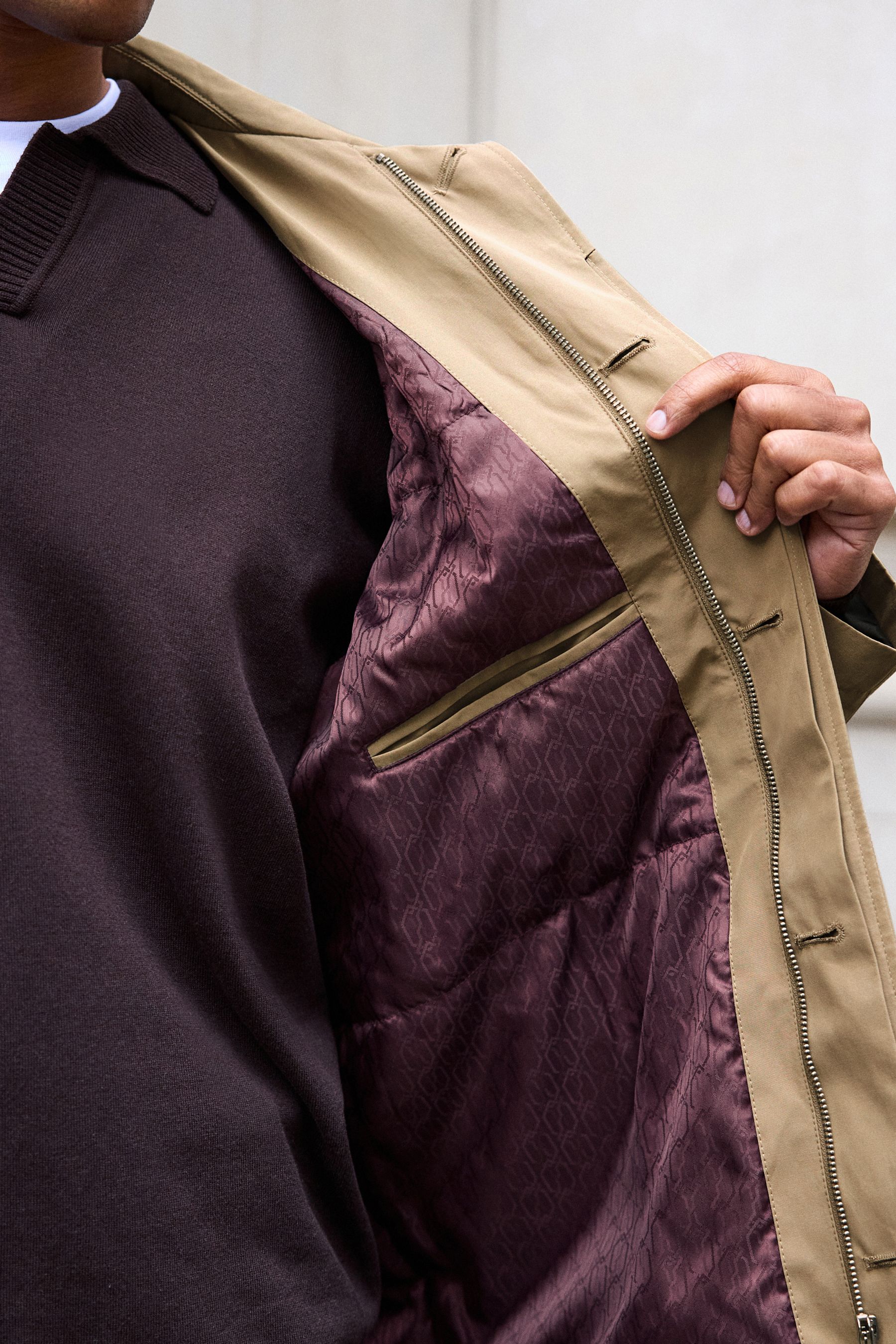 Kaufe Sie Natur Braun Spritzwasserbestandig Padded Trenchcoat bei Next Deutschland