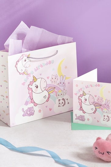 Pink Unicorn Gift Bag and Card Set