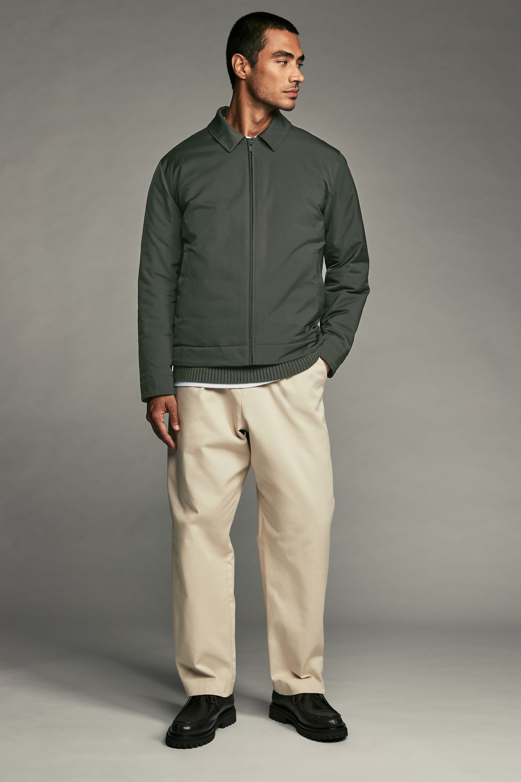 Buy Khaki Green Shower Resistant Padded Harrington Jacket from Next Ukraine