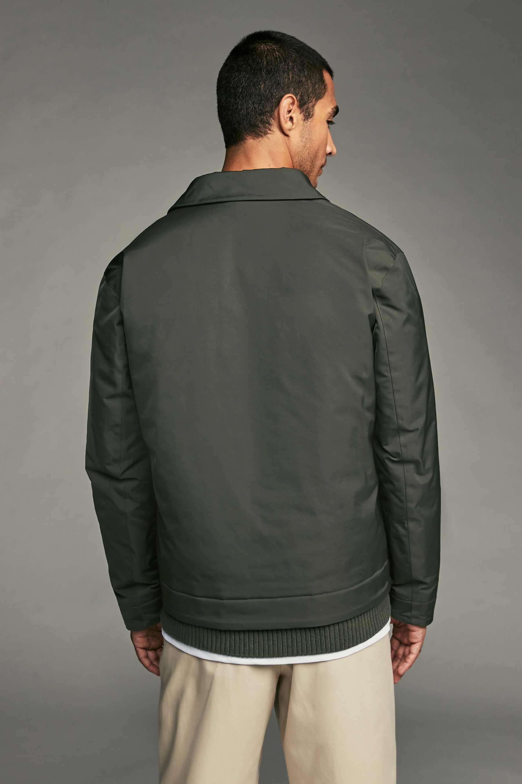 Buy Khaki Green Shower Resistant Padded Harrington Jacket from Next Ukraine