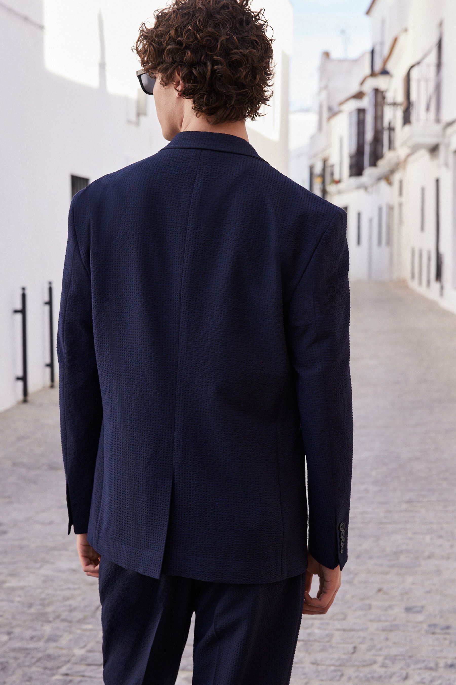 Dark blue seersucker suit on sale