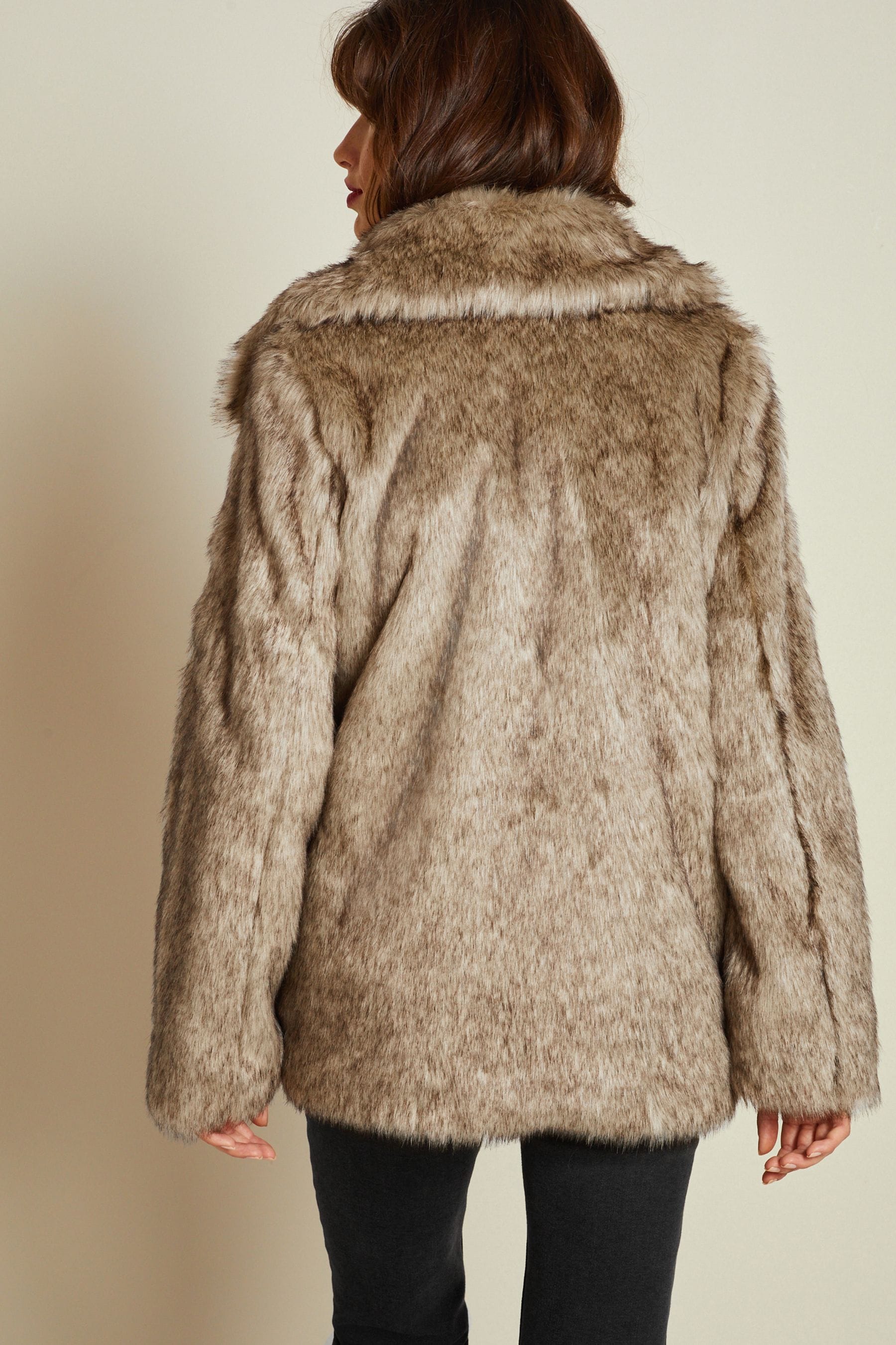 Buy Brown Faux Fur Jacket from Next Luxembourg