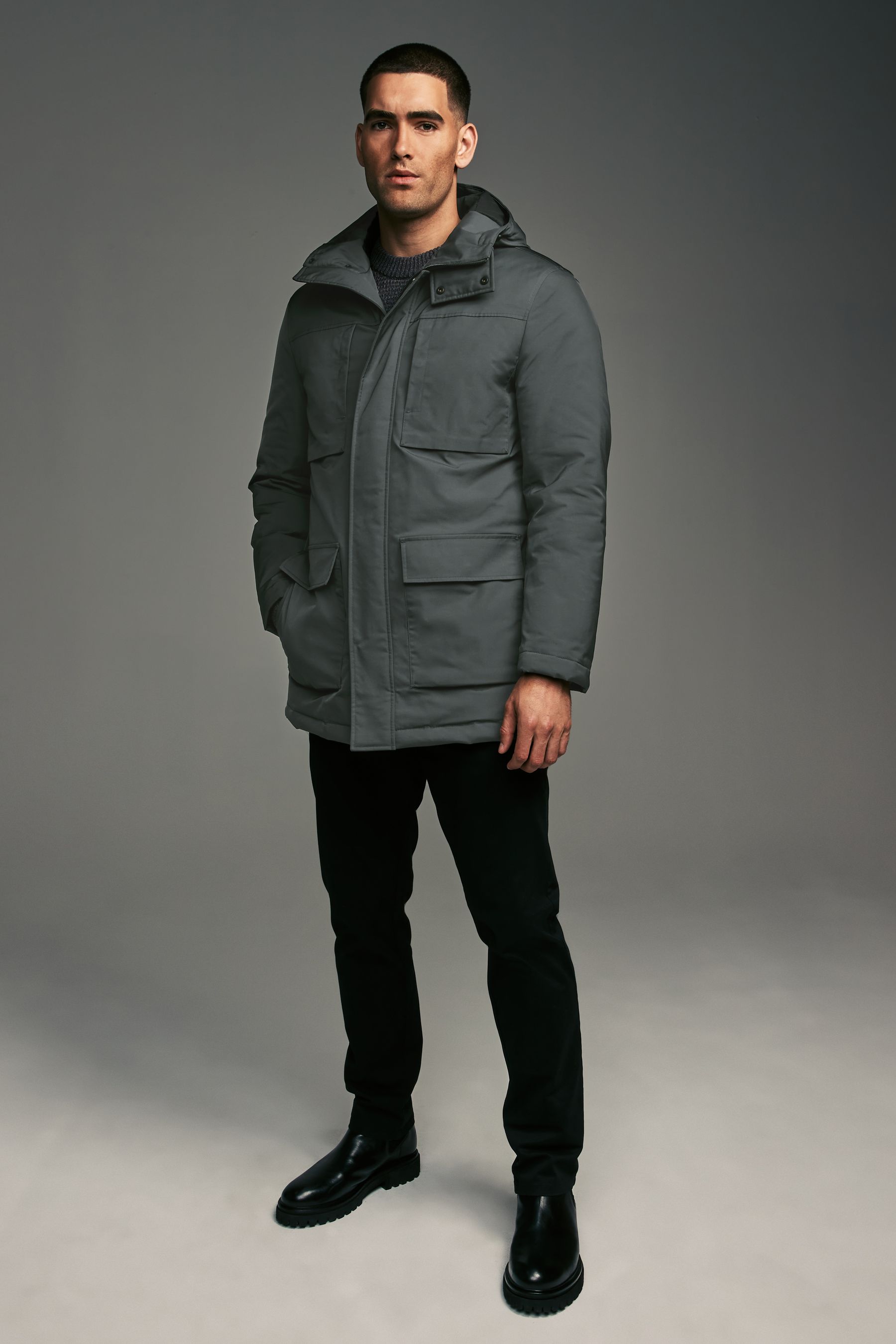 Next grey parka sales