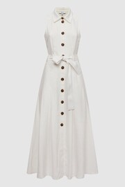 Reiss Ivory Milena Petite Button Front Midi Dress - Image 2 of 7