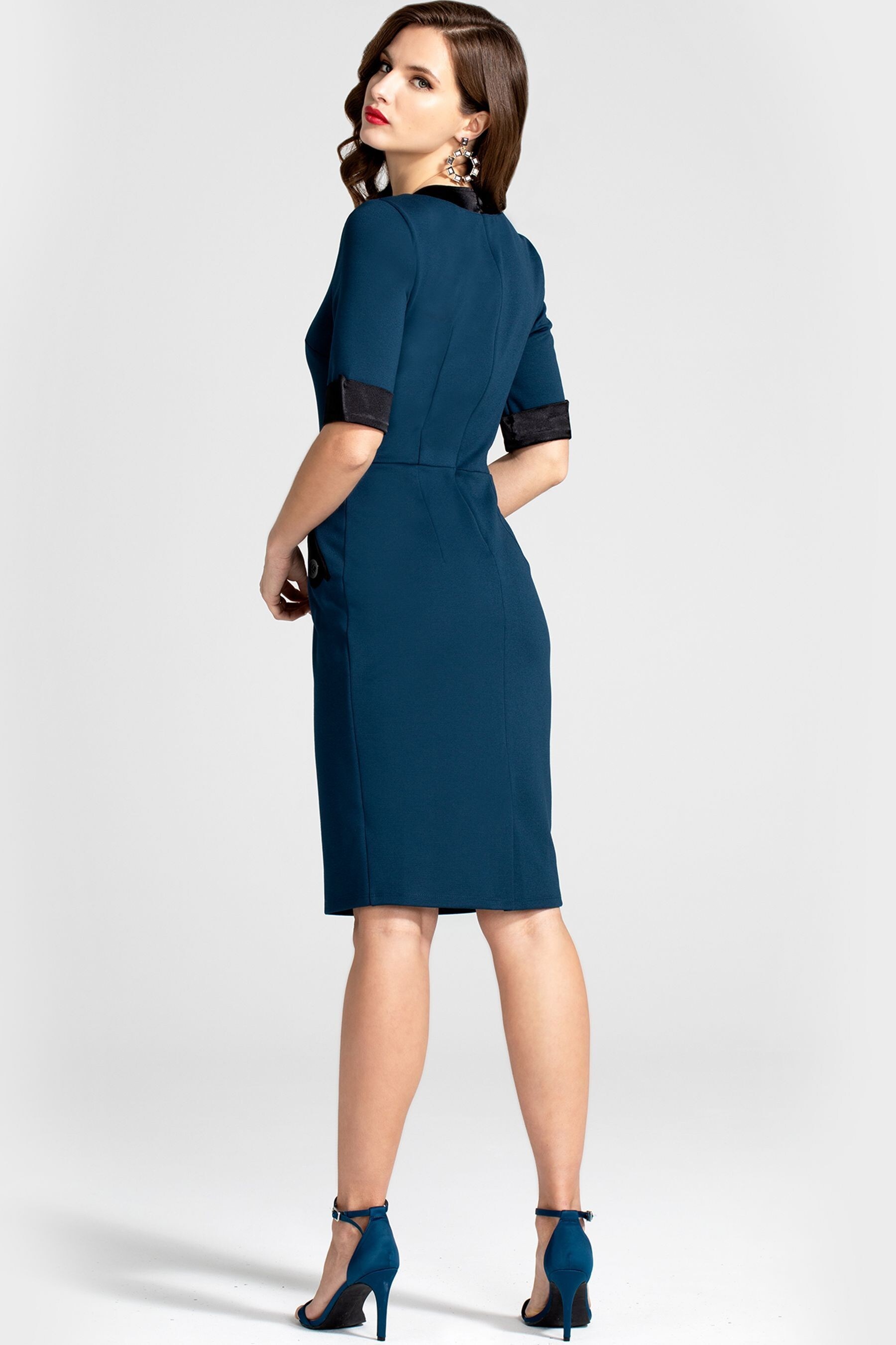 Buy HotSquash Blue Contrast Collar Short Sleeved Dress from the