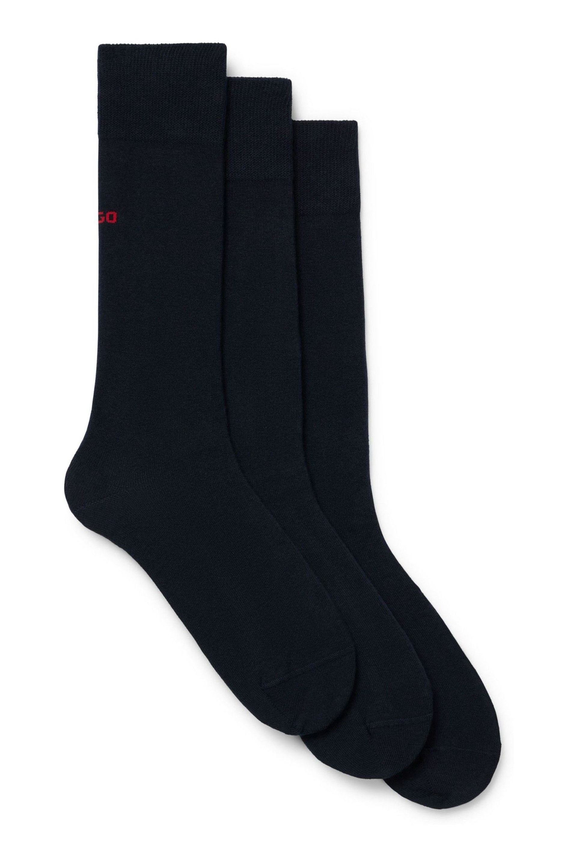 HUGO Regular Length Logo Socks 3 Pack - Image 3 of 5