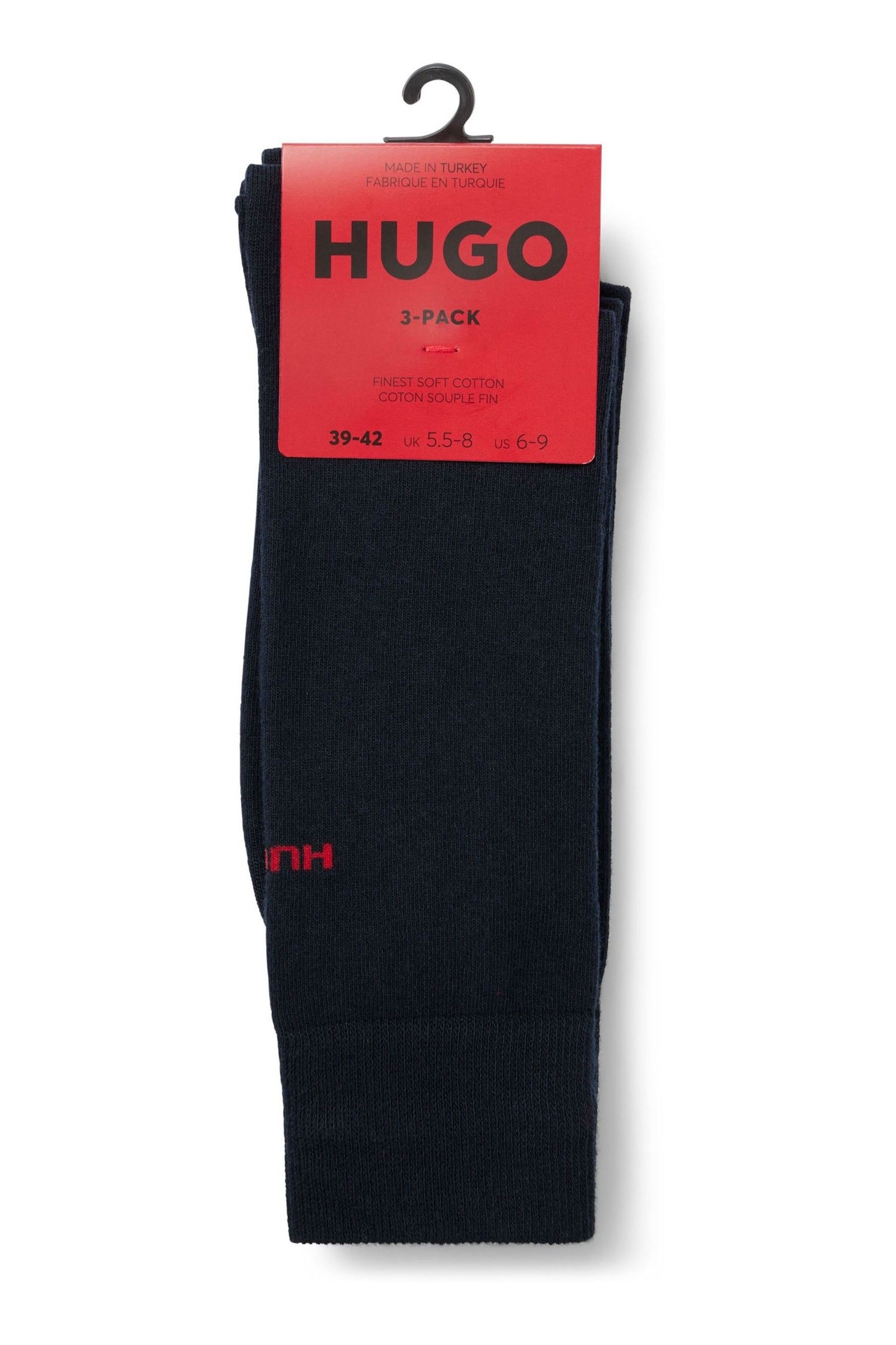 HUGO Regular Length Logo Socks 3 Pack - Image 5 of 5